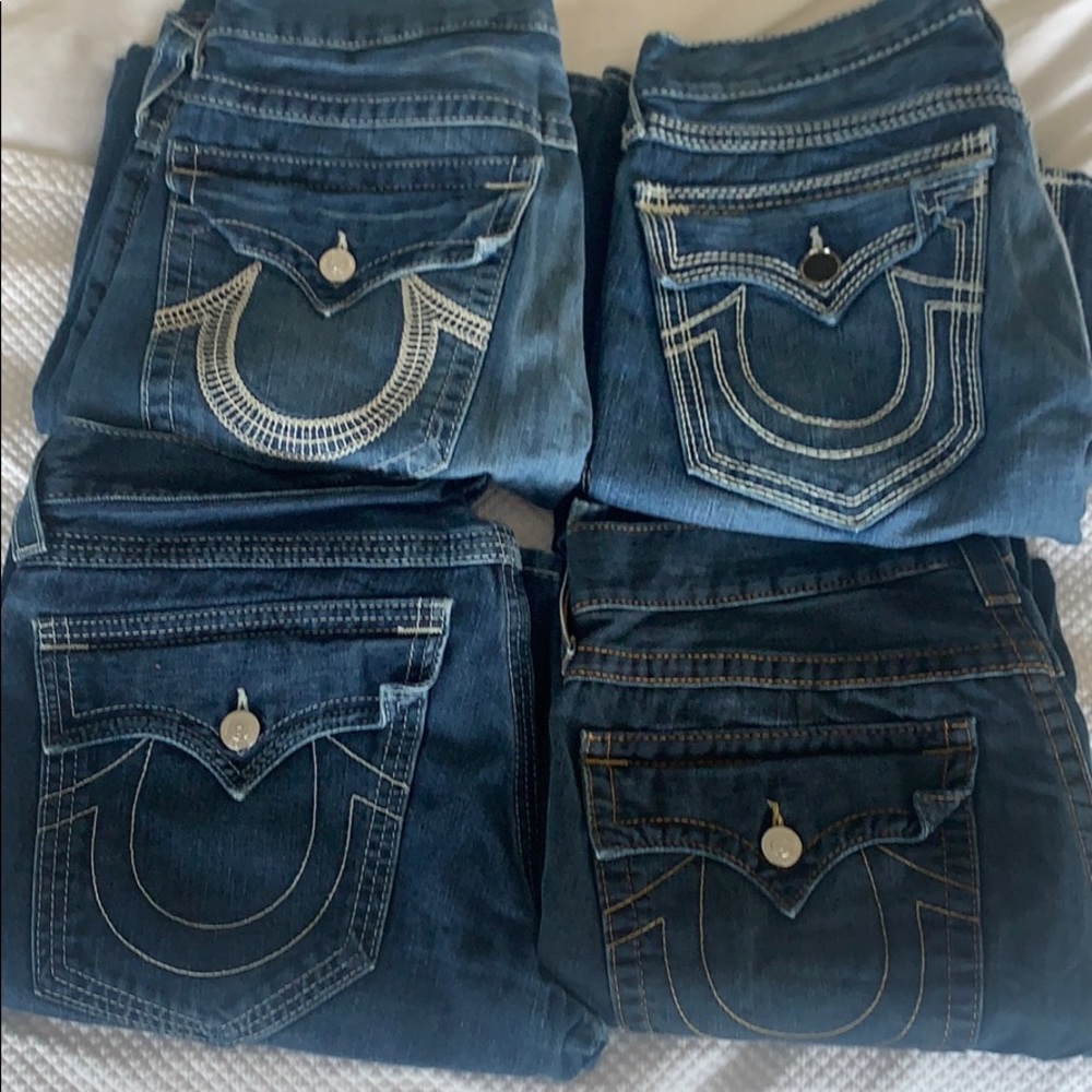 4 pairs of true religion jeans size 34